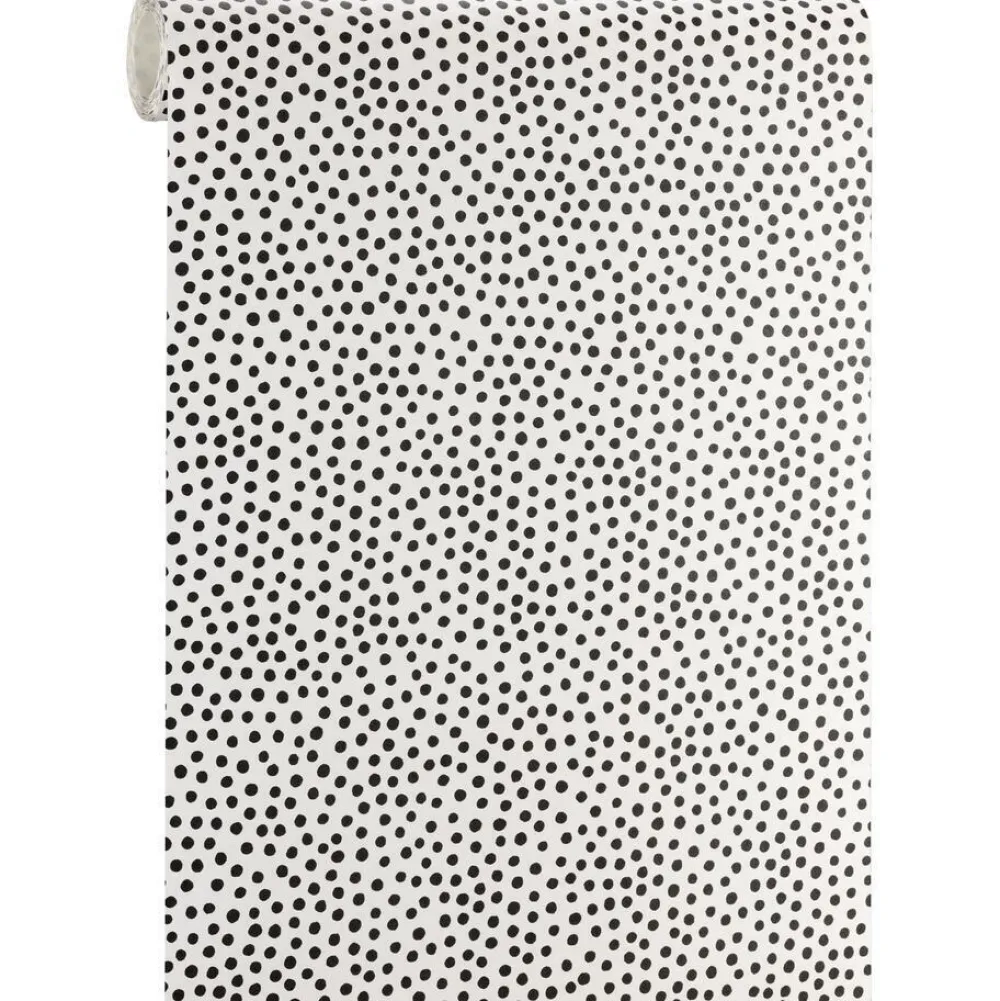 Flash Sale Behang Polka Zwart Wit Vliesbehang