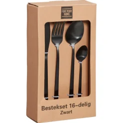 Discount Bestek Zwart 16-Delig Borden & Bestek