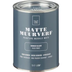 Outlet Muurverf Mat Donker Blauw - 1 L Muurverf