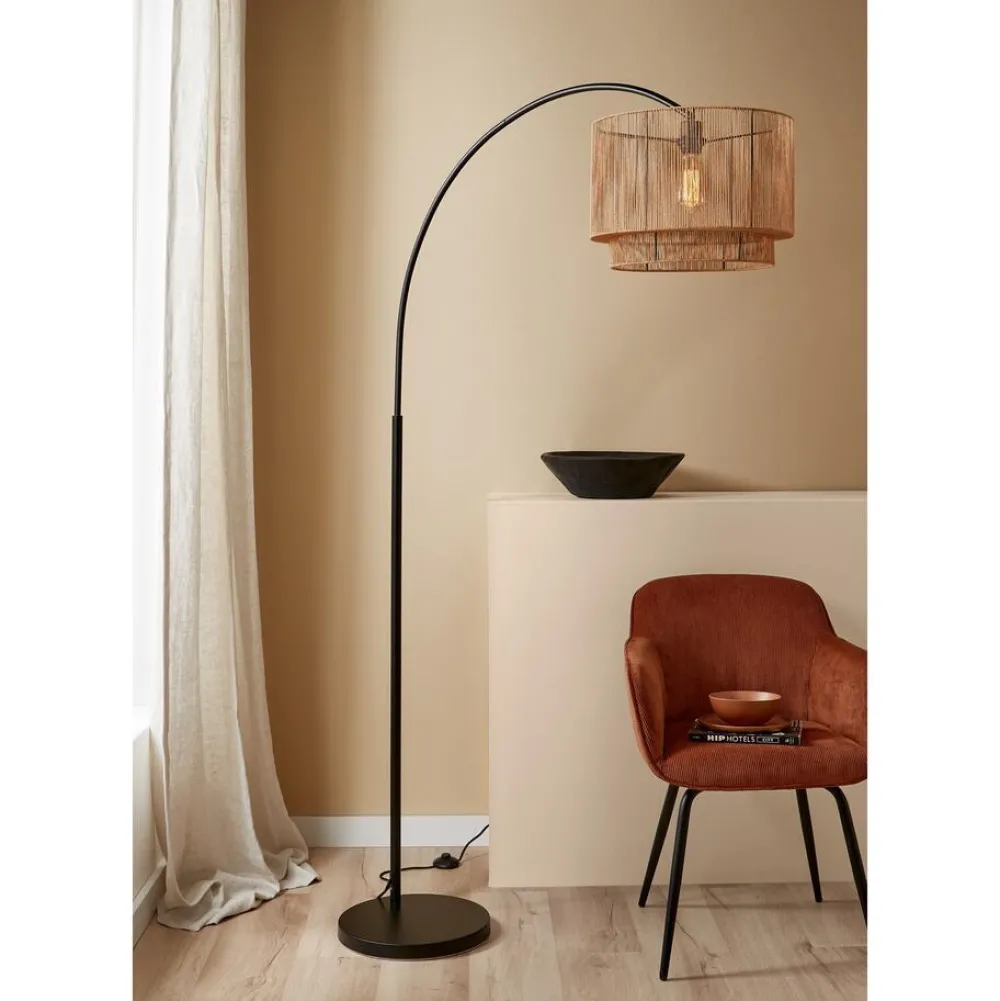 Discount Vloerlamp Cilen Zwart Bruin Vloerlampen