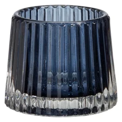 Clearance Waxinelichthouder Glas Streep Blauw Waxinelichthouders