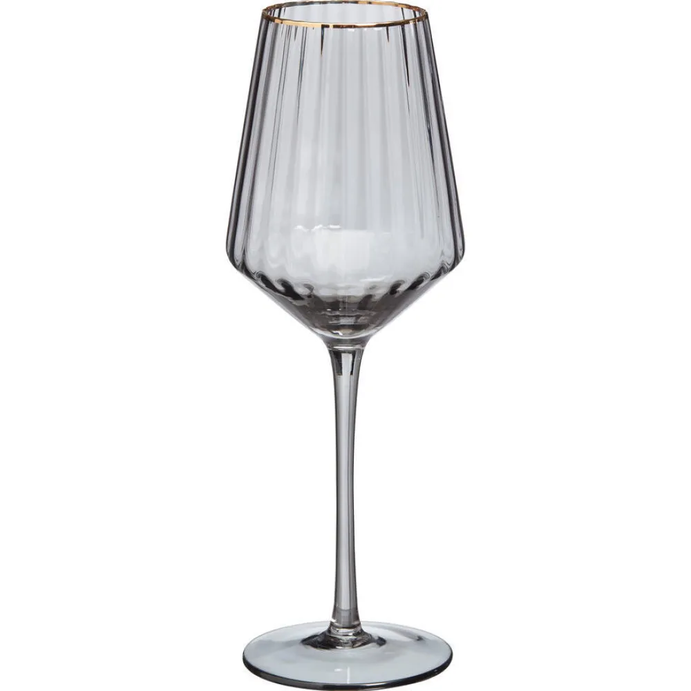 Store Wijnglas Ribbel Grijs Glazen & Mokken